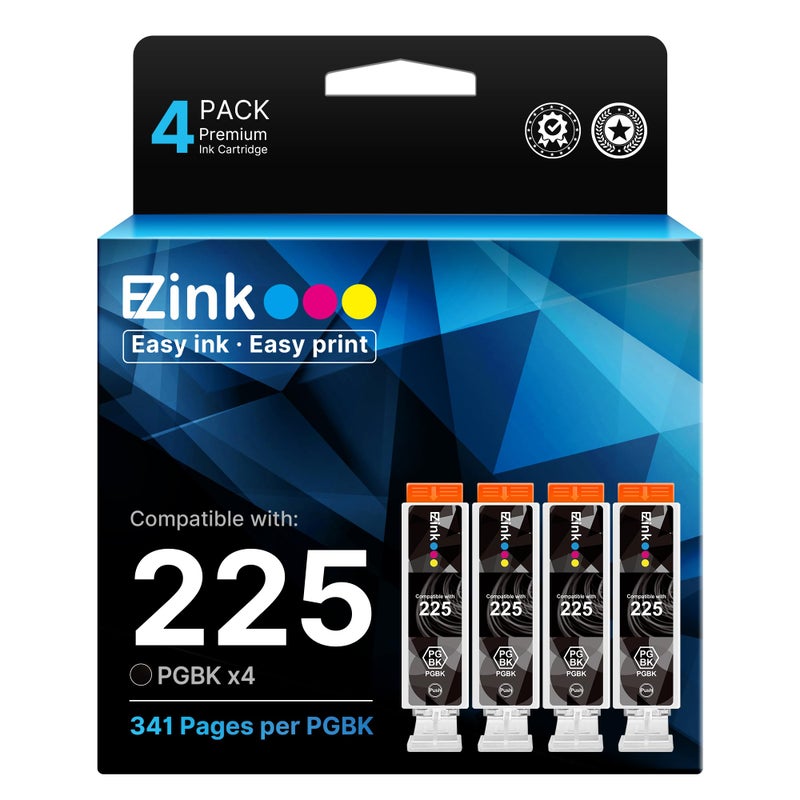 E-Z Ink Compatible Ink Cartridge Replacement for Canon PGI-225 PGI225 Compatible with PIXMA MX882 MX892 MG5320 MG6220 MG5220 MG6120 MG8220 MX712 IP4820 IP4920 IX6520 Printer (Large Black, 4 Pack) - Image 1